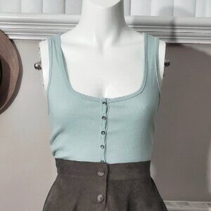 Vintage Mint Green Henley Cropped Tank